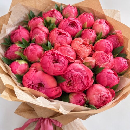 Bouquet of 25 Red Peonies