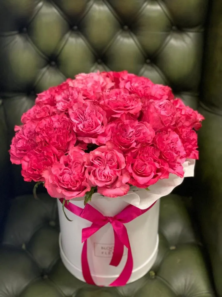 Pink roses in a flower box